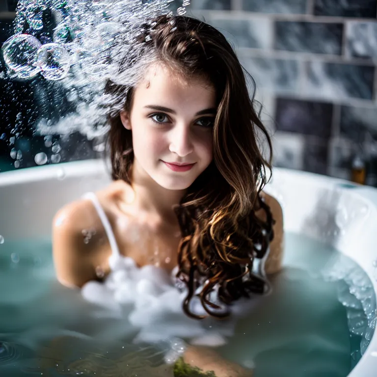 ImgCreator.ai A 16 year old girl with light brown hair in a bath full of bubbles 1
