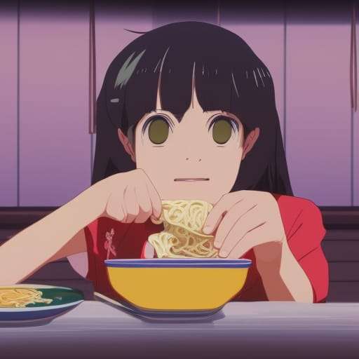 Nightcafe creates an anime girl eating ramen