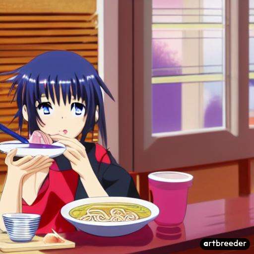 Artbreeder creates an anime girl eating ramen