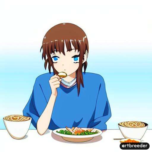 Artbreeder creates an anime girl eating ramen