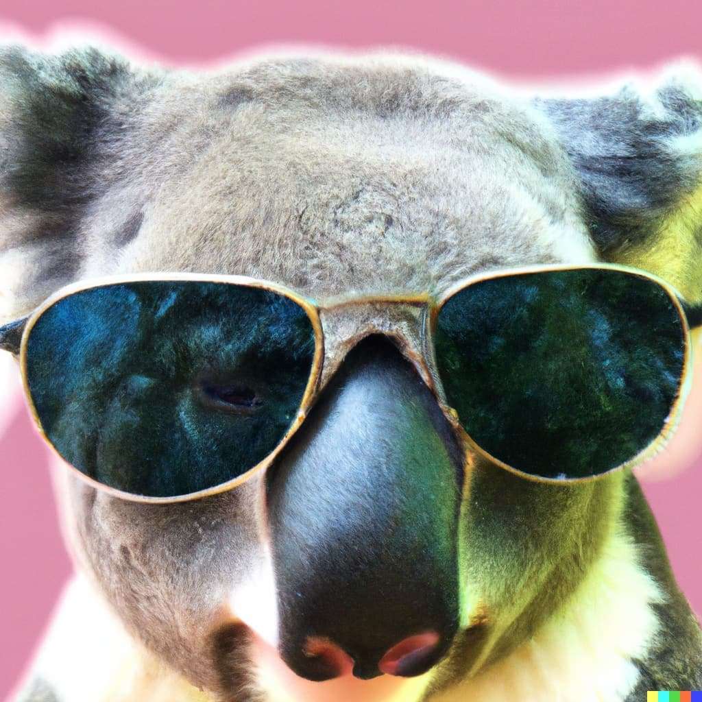 DALL·E 2023 05 05 15.37.54 A portrait of koala wearing sunglasses close upreal photo