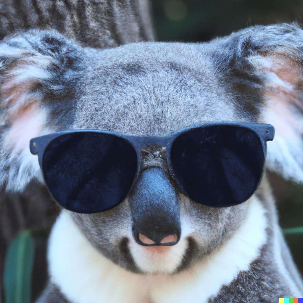 DALL·E 2023 05 05 15.37.58 A portrait of koala wearing sunglasses close upreal photo
