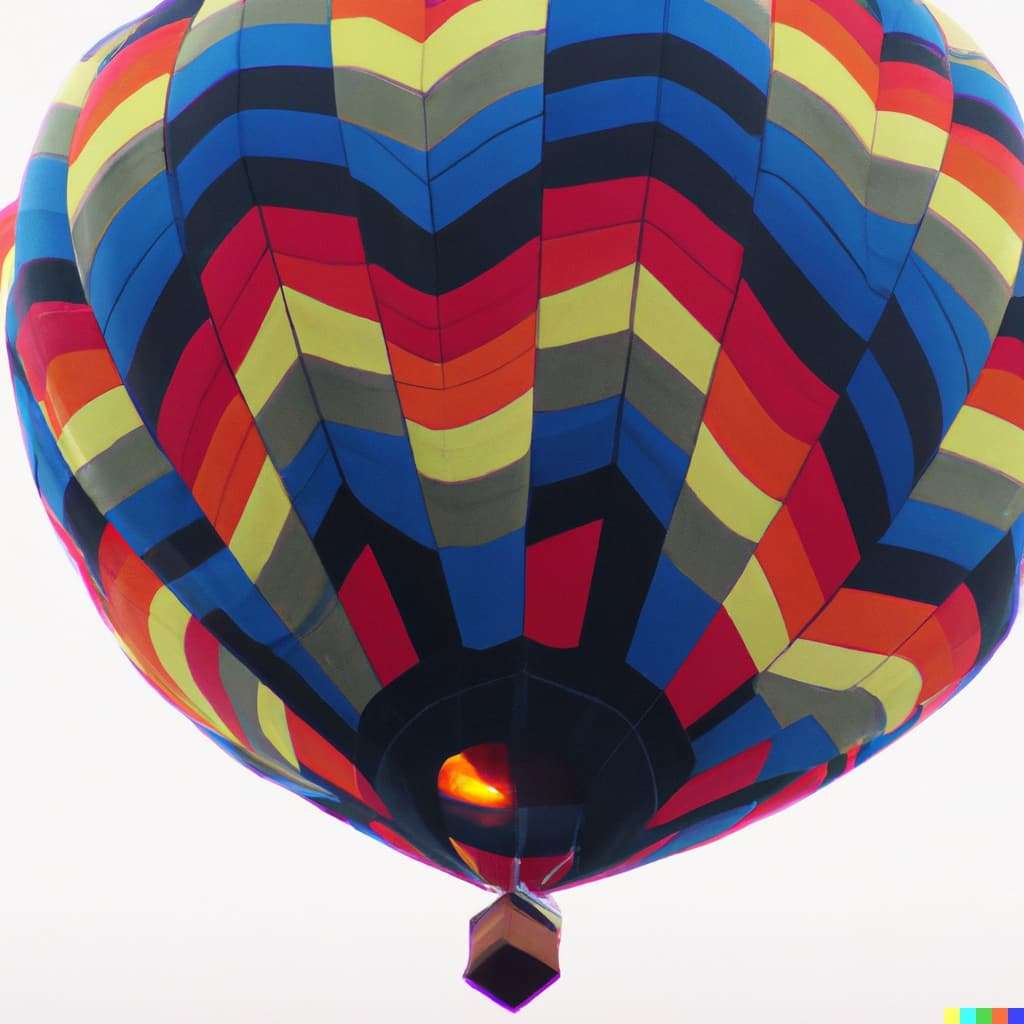 DALL·E 2023 05 08 10.52.53 Prompt A colorful hot air balloon with bold stripes and a woven basket