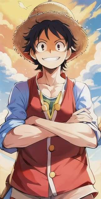 ImgCreator.ai Monkey D. Luffy smile widely with bird on his shoulder 3 1