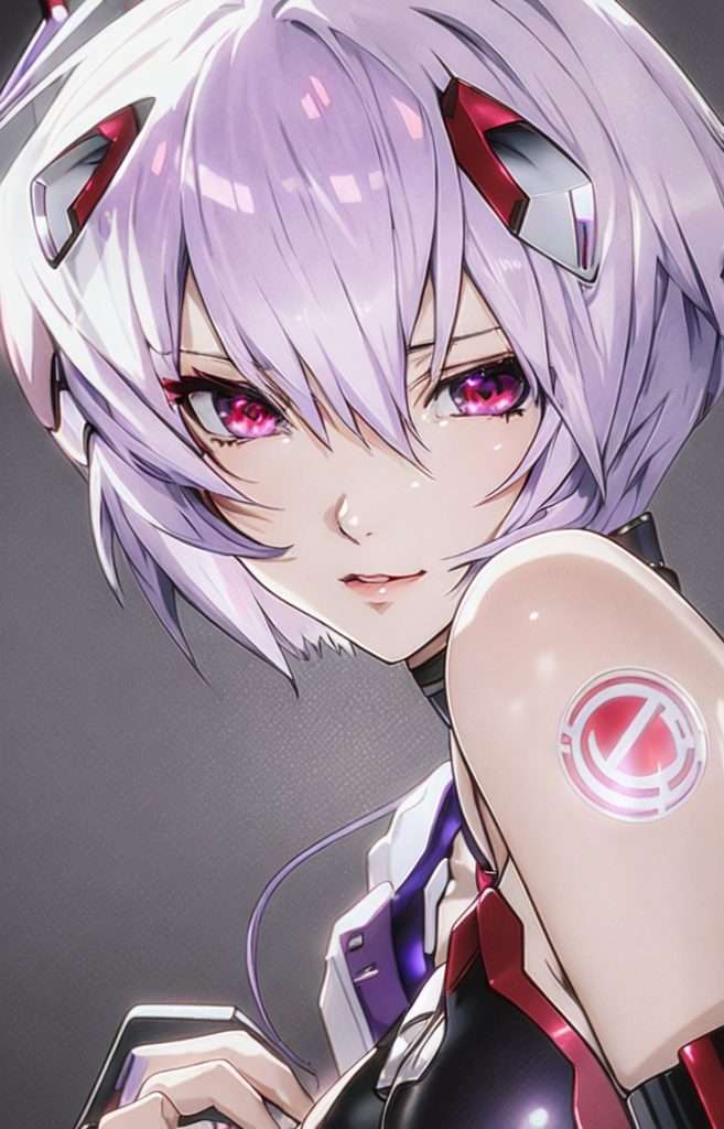 ImgCreator.ai Rei Ayanami with purple hair and red eyes in Studio Khara 4