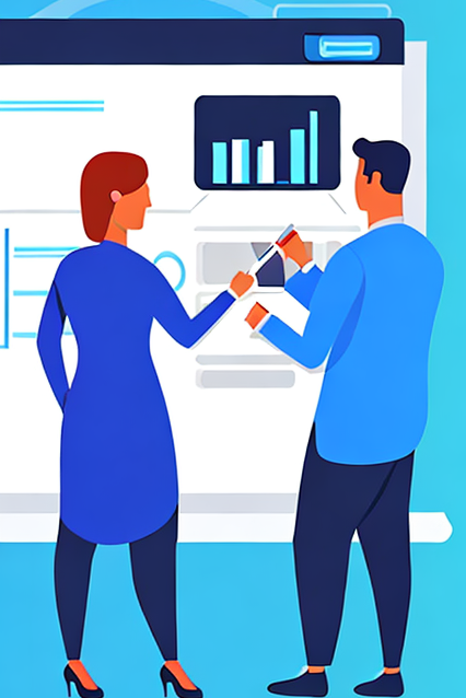 ImgCreator.ai man and woman discussing in front of white board