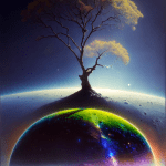 ImgCreator.ai oak tree on the surface of moon , space setting