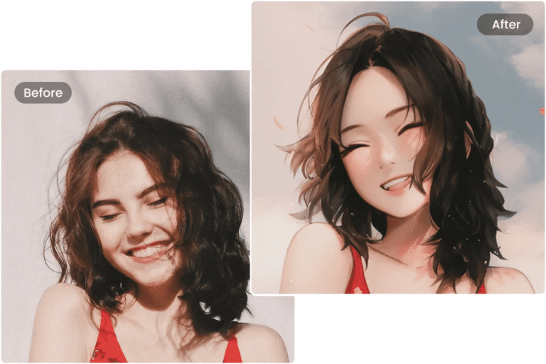 apply AI cartoon filter to a female portrait in Fotor