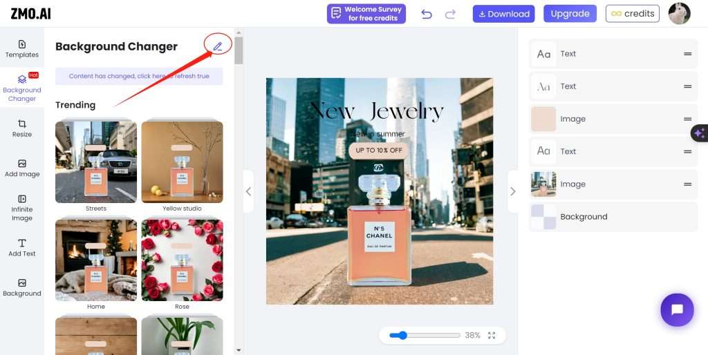 AI photo editor change background