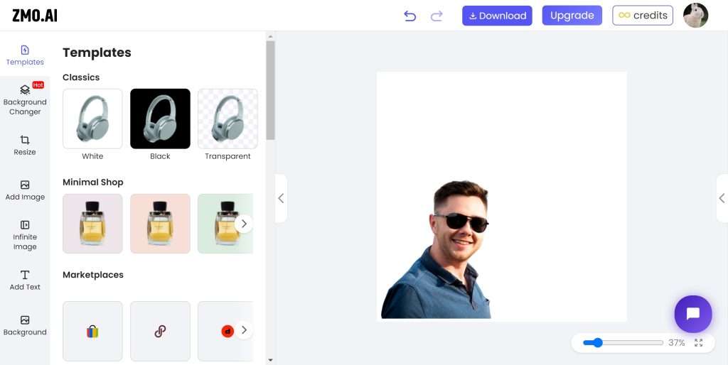 How to take a professional headshot smiling man image upload interface