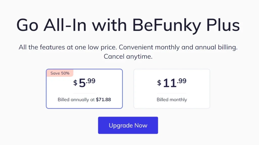 Befunky pricing table