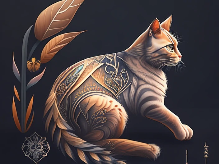 AI tattoo of kitty on the back