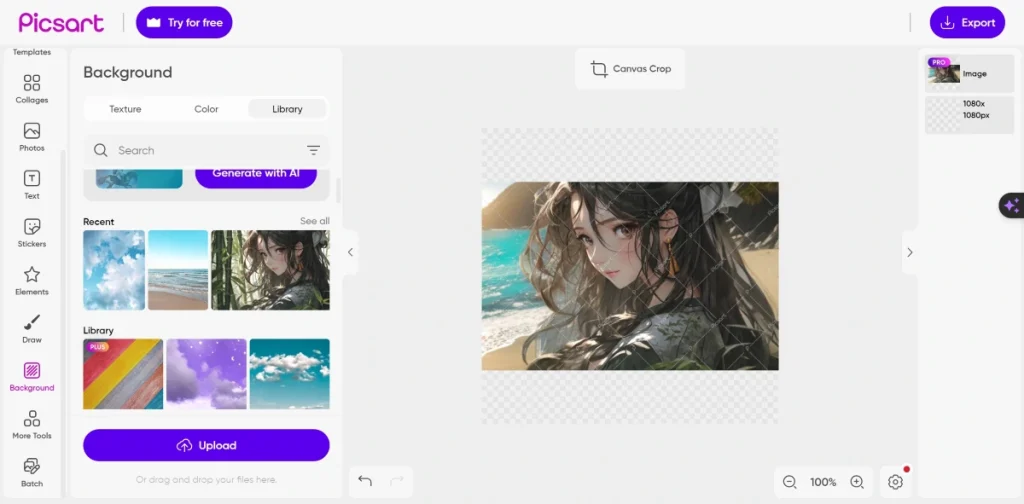 Picsart AI changing background
