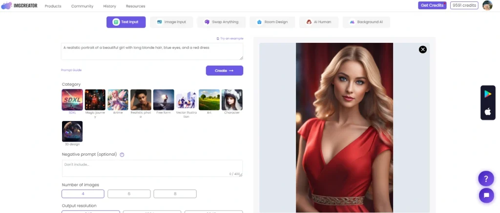 ZMO's AI girlfriend generator interface