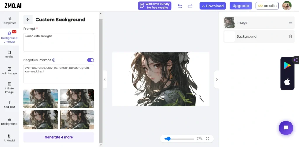 ZMO's Best Ai background changer progress
