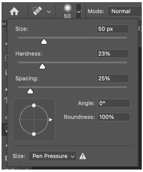 Step 4: Adjust the brush settings