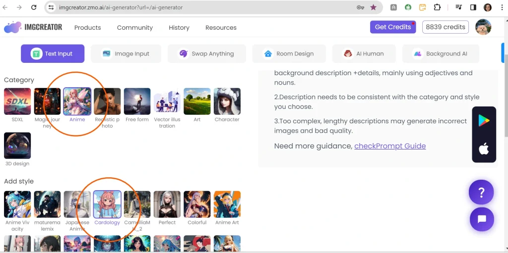 Go to the newly opened page, select Anime as a category