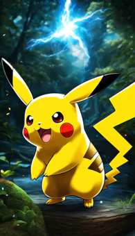 Design a unique avatar with the playful charm of Pikachu from Pokémon. Include Pikachu's electrifying personality and adorable features, casting spells with a spark of mischief