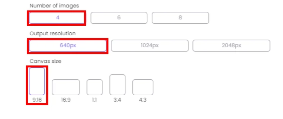 select the image number, output resolution